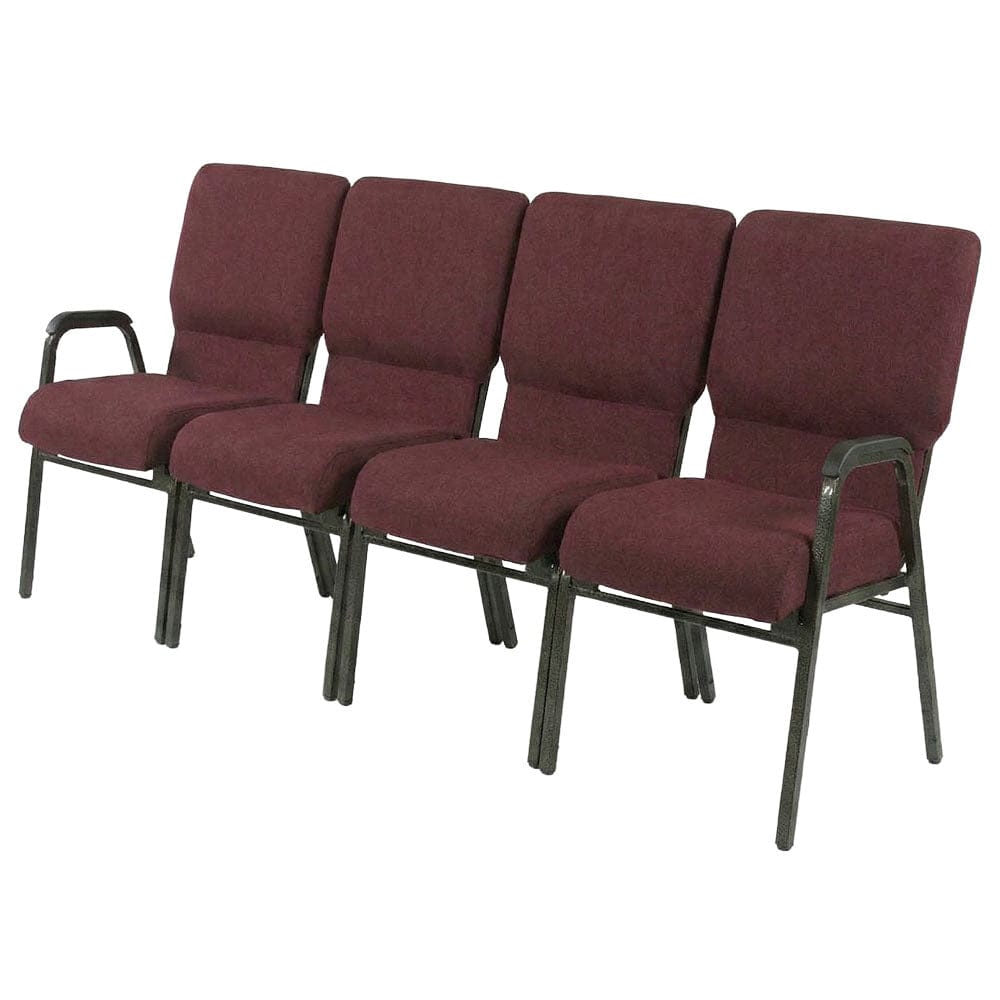 Chivari Maroon Fabric Four Seat Waiting Room Chair/Loveseat on Gold Vein Frame CH20MGV-LR4-KIT