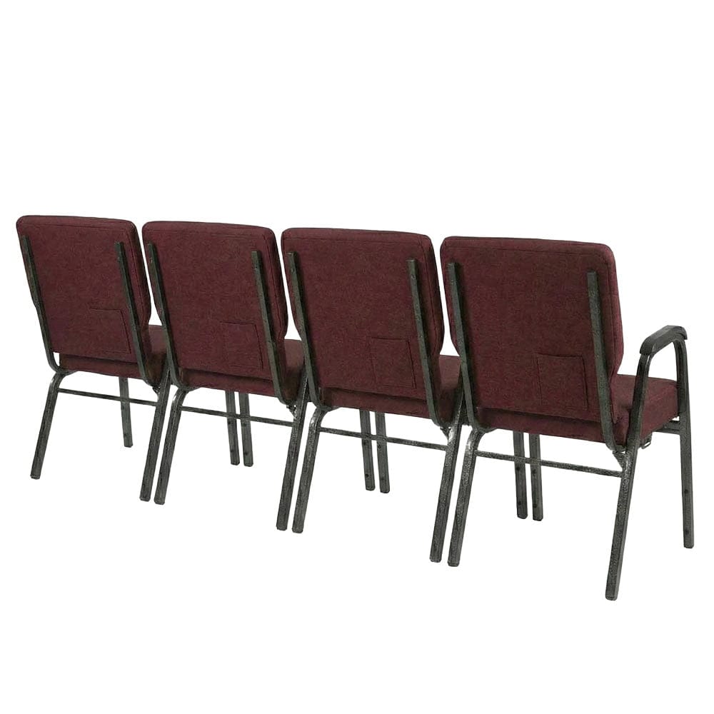Chivari Maroon Fabric Four Seat Waiting Room Chair/Loveseat on Gold Vein Frame CH20MGV-LR4-KIT