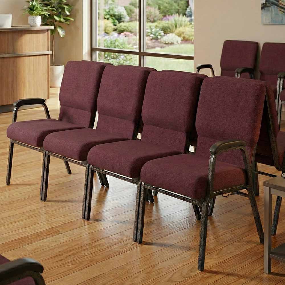 Chivari Maroon Fabric Four Seat Waiting Room Chair/Loveseat on Gold Vein Frame CH20MGV-LR4-KIT