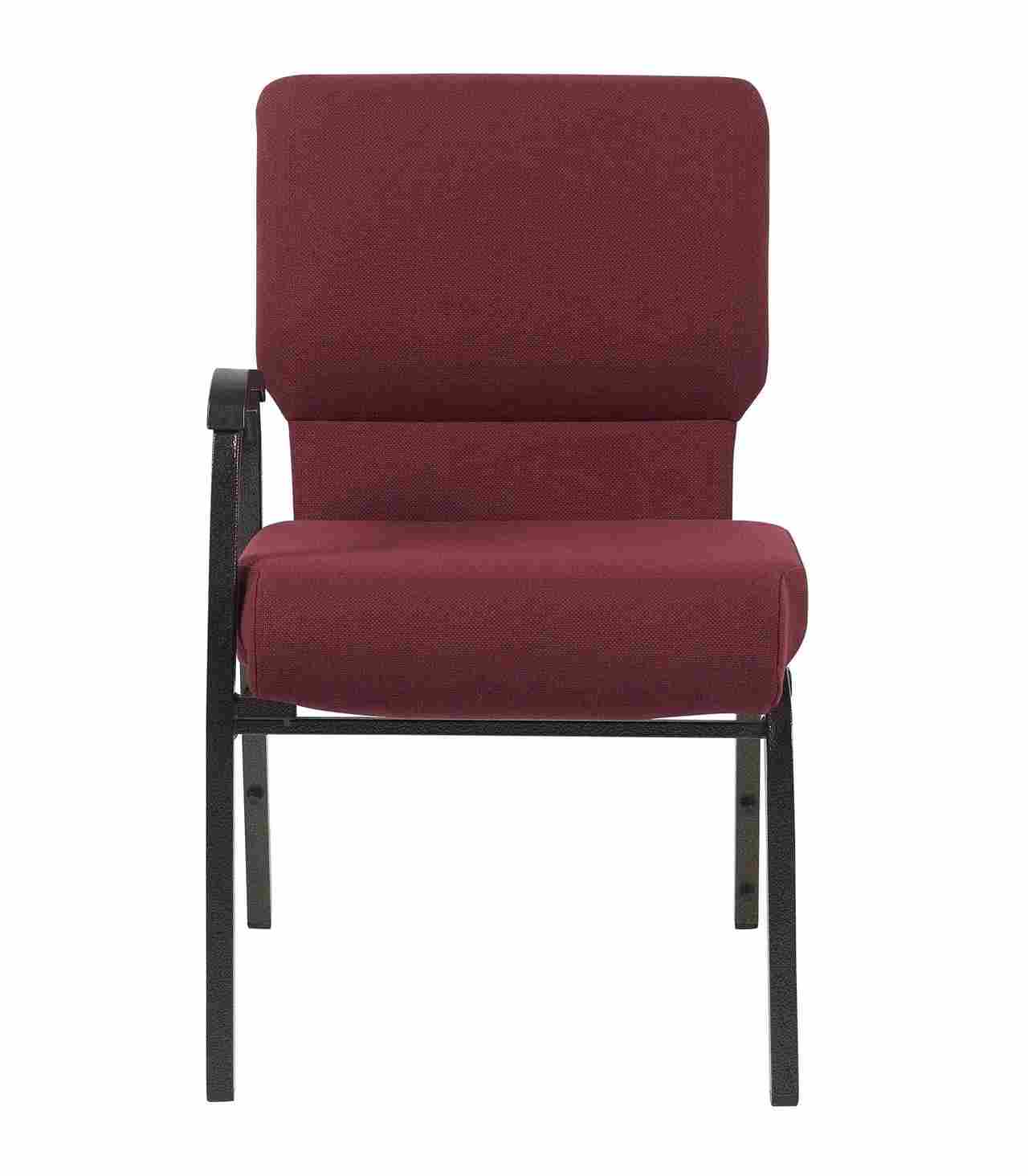 Chivari Maroon Fabric Church Chair with Right Arm Cut Away Back 20.5" on Gold Vein Frame CH20MGV-R-ZF-T