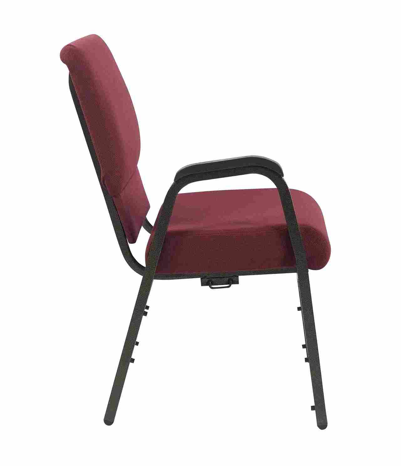 Chivari Maroon Fabric Church Chair with Right Arm Cut Away Back 20.5