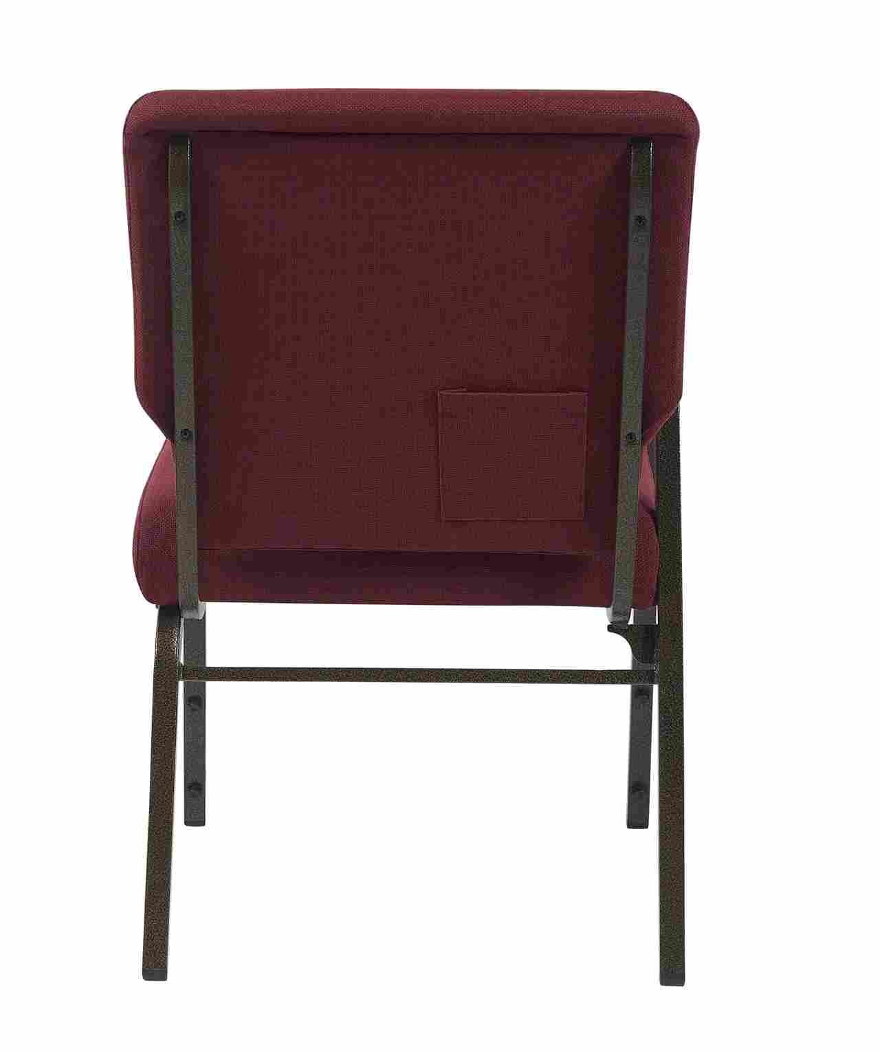 Chivari Maroon Fabric Church Chair with Right Arm Cut Away Back 20.5
