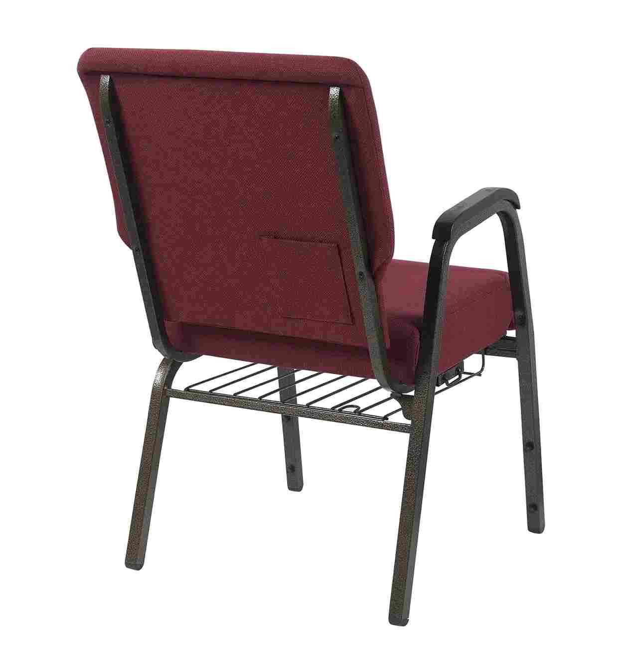 Chivari Maroon Fabric Church Chair with Right Arm Cut Away Back 20.5