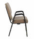 Chivari Tan Fabric Church Chair with Dual Arms Cut Away Back 20.5" on Gold Vein Frame CH20TGV-D-ZF-T