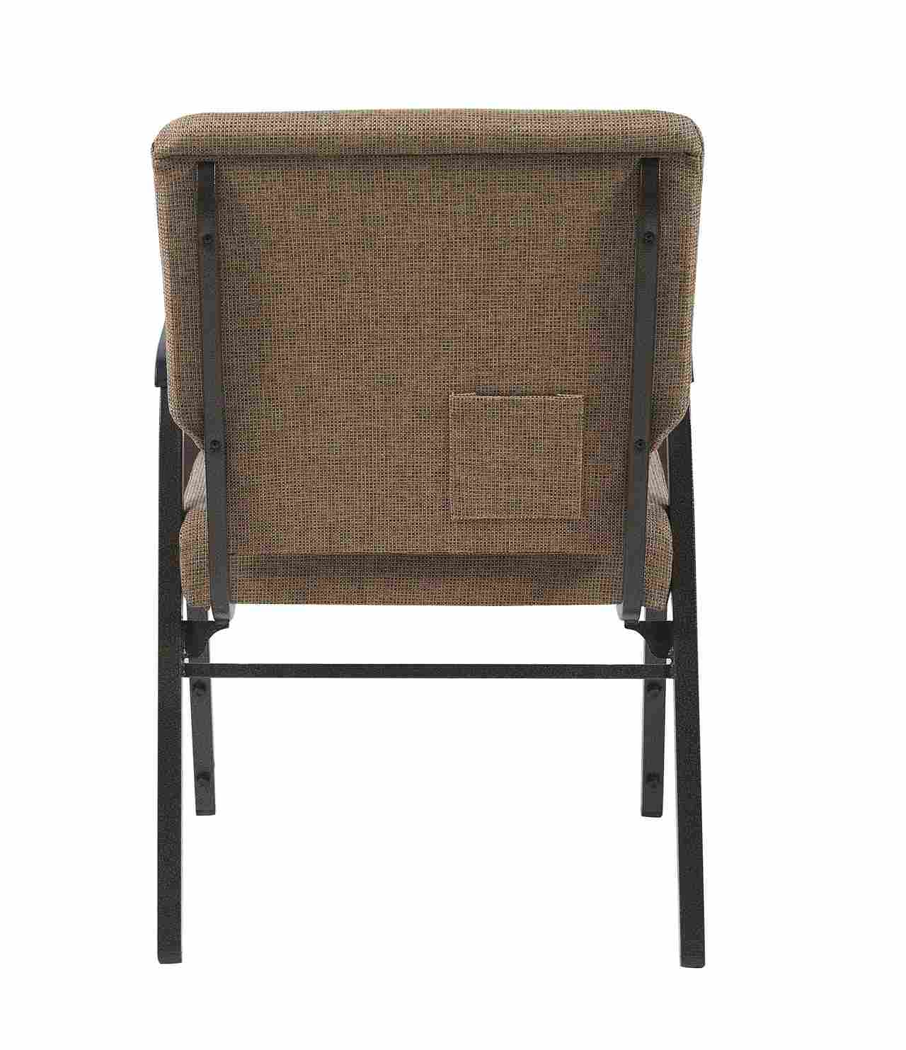 Chivari Tan Fabric Church Chair with Dual Arms Cut Away Back 20.5