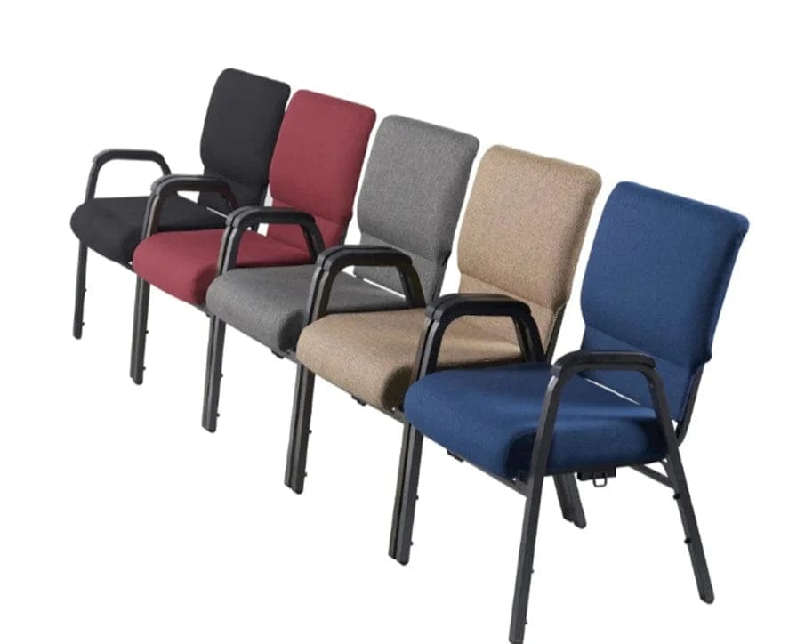 Chivari Tan Fabric Church Chair with Dual Arms Cut Away Back 20.5