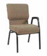 Chivari Tan Fabric Church Chair with Left Arm Cut Away Back 20.5" on Gold Vein Frame CH20TGV-L-ZF-T