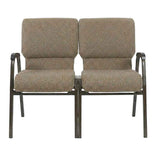 Tan Fabric Two Seat Waiting Room Chair/Loveseat on Gold Vein Frame