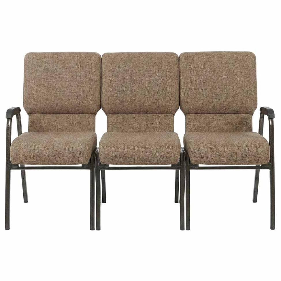 Chivari Tan Fabric Three Seat Waiting Room Chair/Loveseat on Gold Vein Frame CH20TGV-LR3-KIT