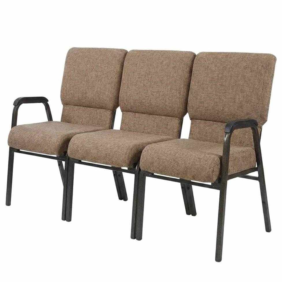 Chivari Tan Fabric Three Seat Waiting Room Chair/Loveseat on Gold Vein Frame CH20TGV-LR3-KIT
