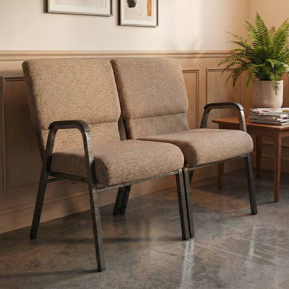 Chivari Tan Fabric Two Seat Waiting Room Chair/Loveseat on Gold Vein Frame CH20TGV-LR-KIT
