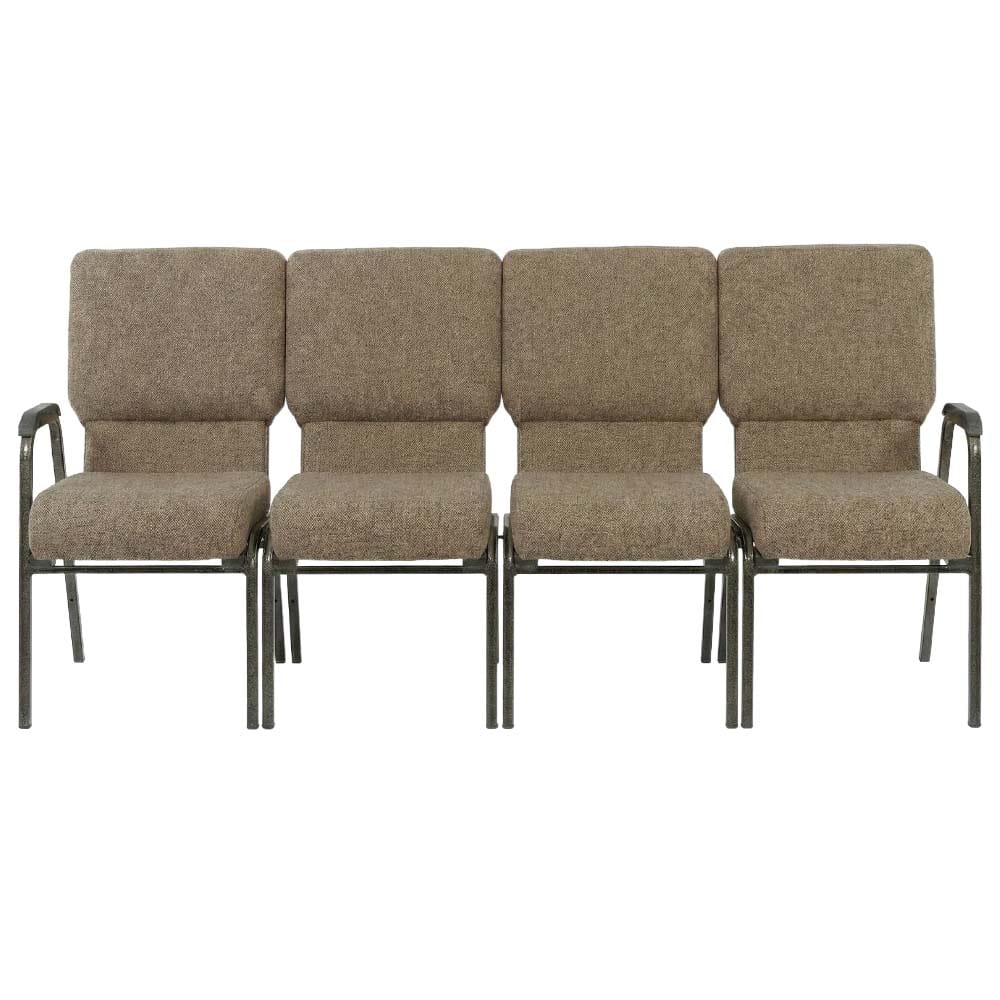 Chivari Tan Fabric Four Seat Waiting Room Chair/Loveseat on Gold Vein Frame CH20TGV-LR4-KIT