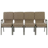 Tan Fabric Four Seat Waiting Room Chair/Loveseat on Gold Vein Frame