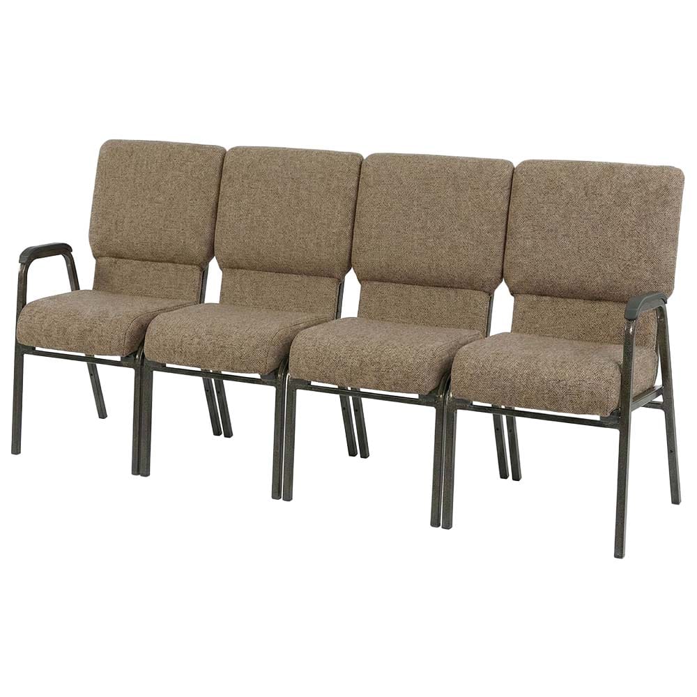 Chivari Tan Fabric Four Seat Waiting Room Chair/Loveseat on Gold Vein Frame CH20TGV-LR4-KIT