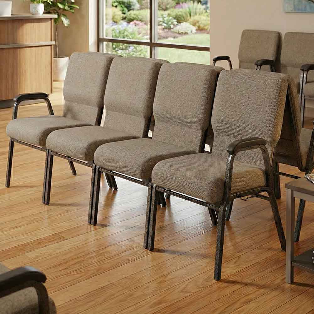 Chivari Tan Fabric Four Seat Waiting Room Chair/Loveseat on Gold Vein Frame CH20TGV-LR4-KIT