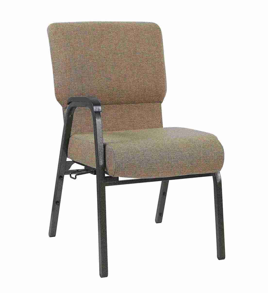 Chivari Tan Fabric Church Chair with Right Arm Cut Away Back 20.5" on Gold Vein Frame CH20TGV-R-ZF-T