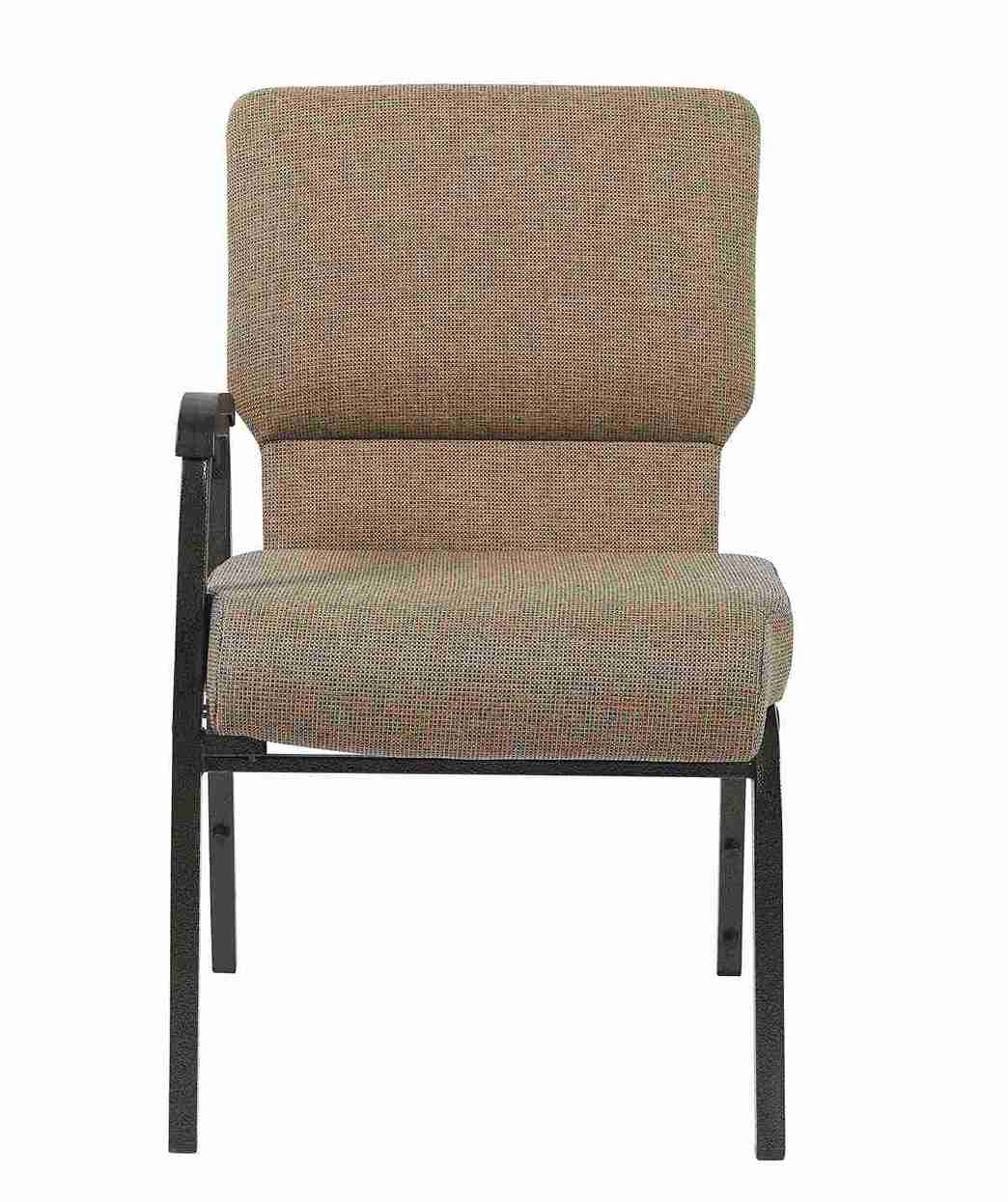 Chivari Tan Fabric Church Chair with Right Arm Cut Away Back 20.5" on Gold Vein Frame CH20TGV-R-ZF-T