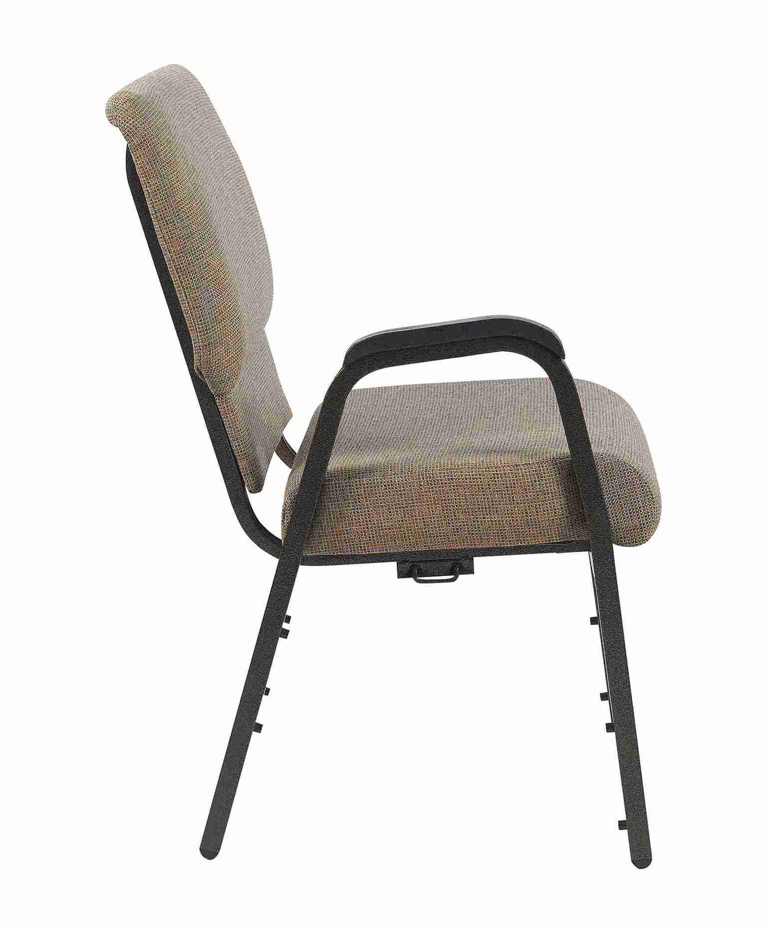 Chivari Tan Fabric Church Chair with Right Arm Cut Away Back 20.5