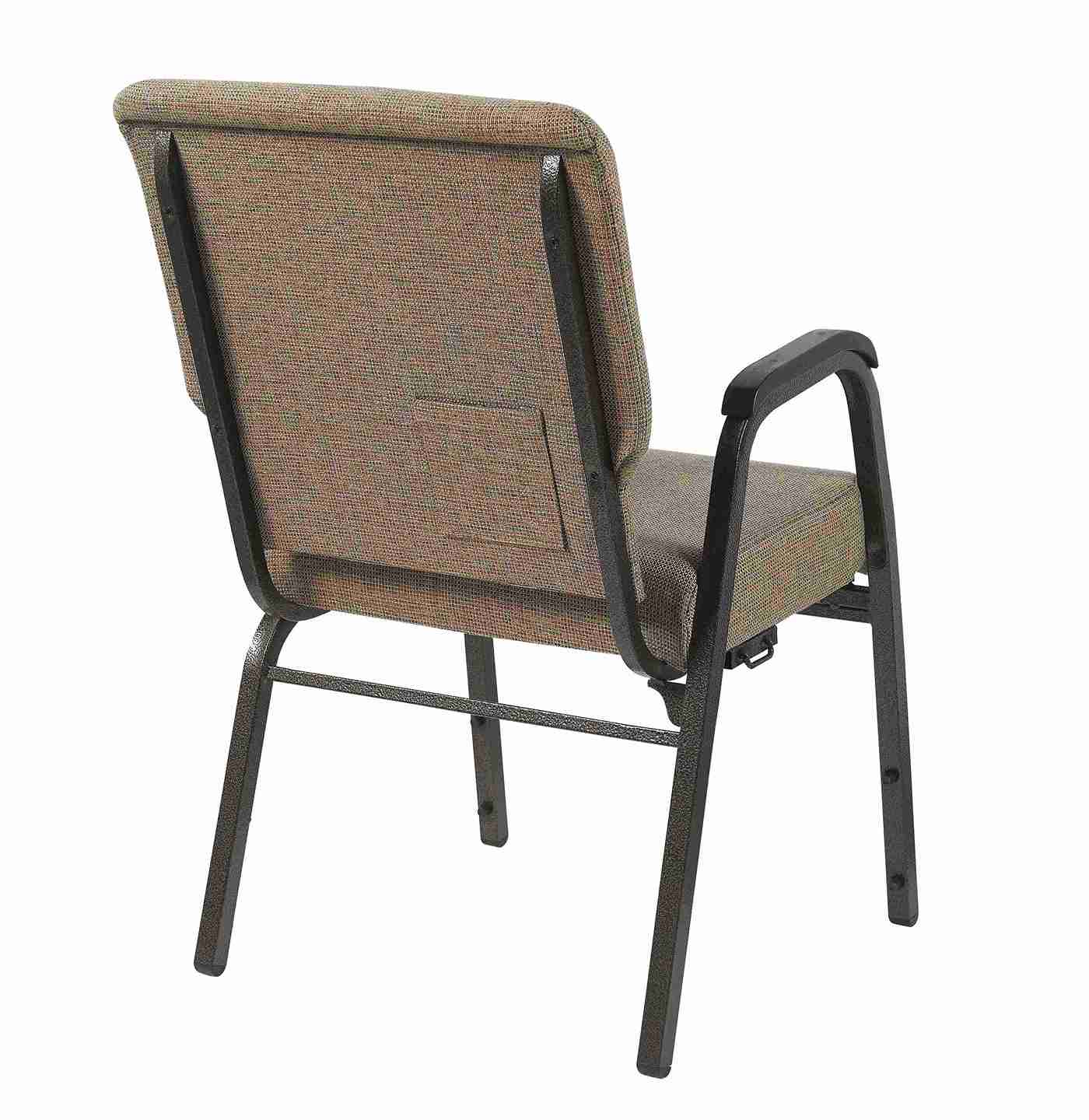 Chivari Tan Fabric Church Chair with Right Arm Cut Away Back 20.5