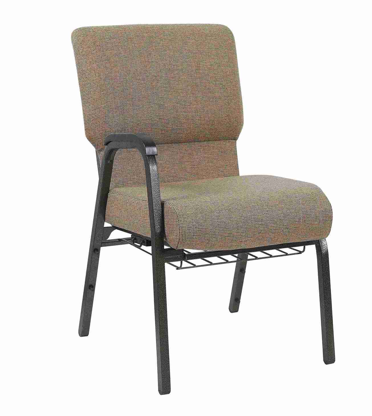 Chivari Tan Fabric Church Chair with Right Arm Cut Away Back 20.5