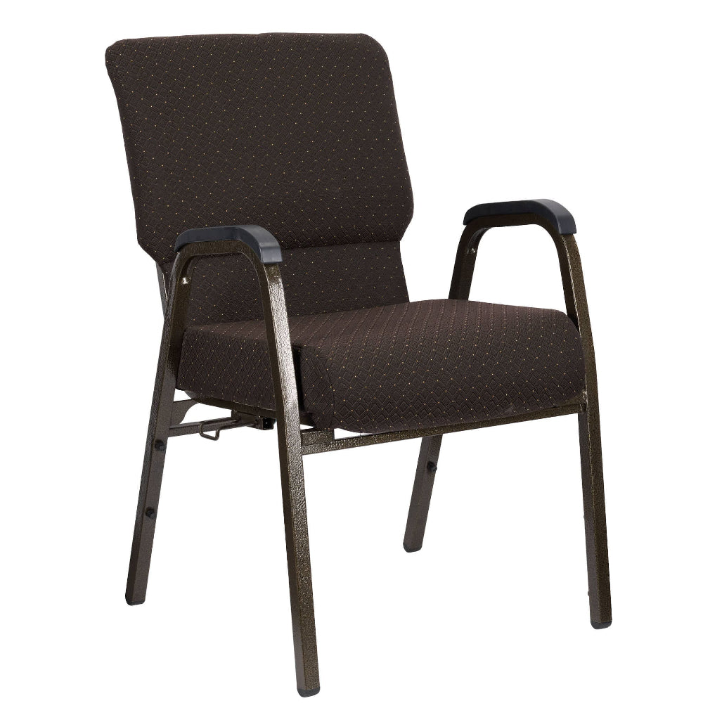 Chivari Walnut Church Chair with White Dot Fabric w/ Dual Arms with Cut Away Back 20.5" on Gold Vein Frame CH20WDGV-D-ZF-T