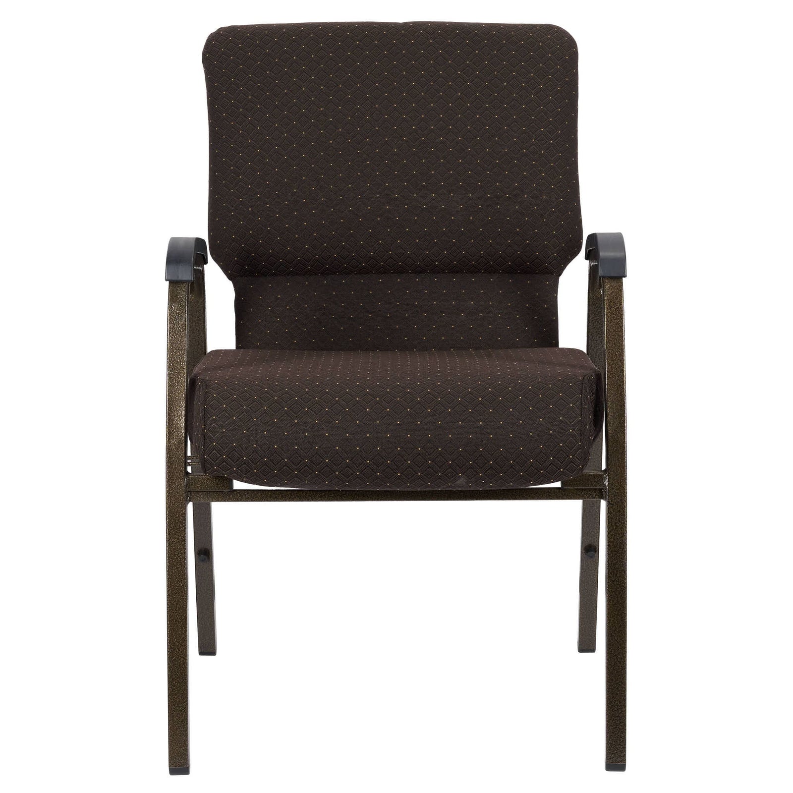 Chivari Walnut Church Chair with White Dot Fabric w/ Dual Arms with Cut Away Back 20.5