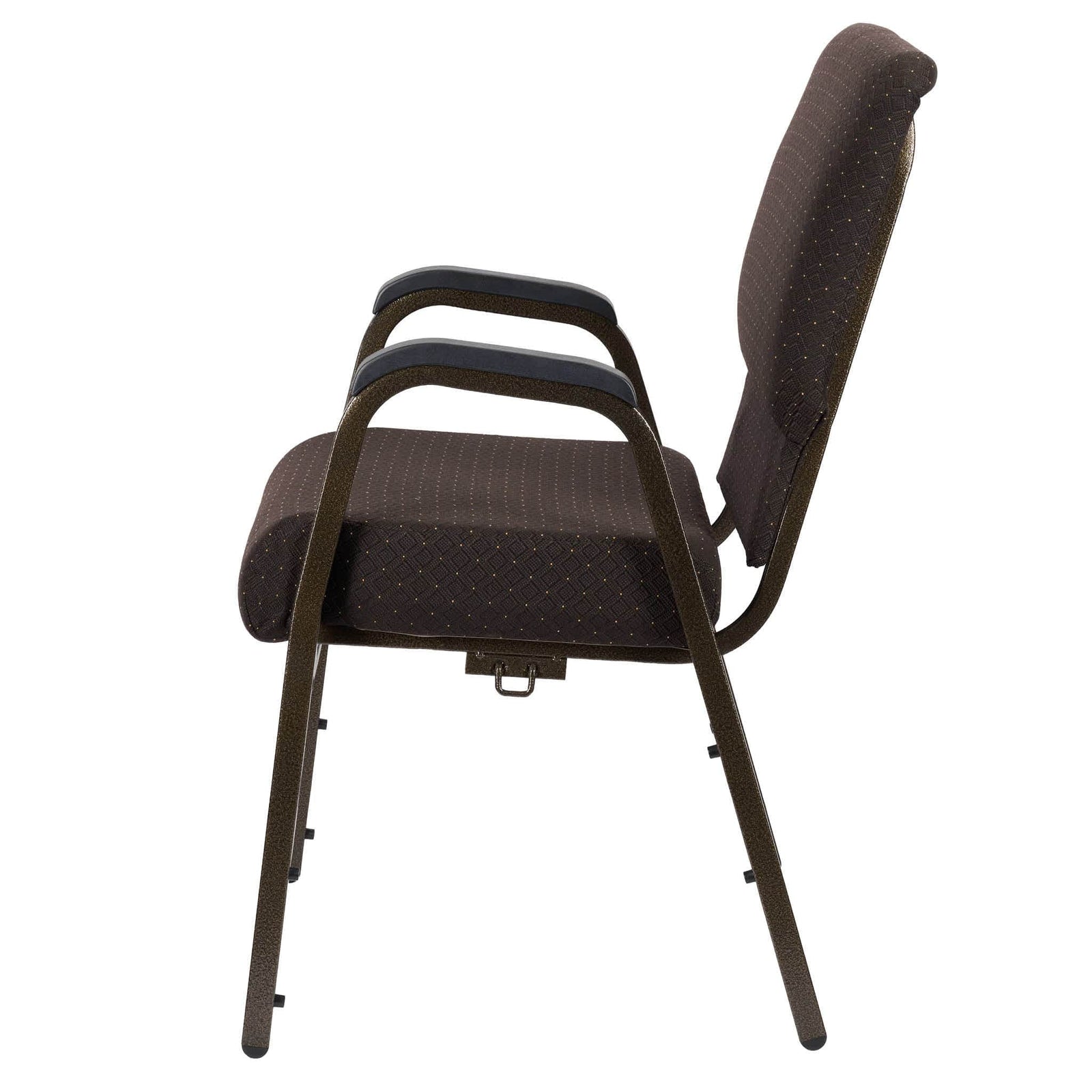 Chivari Walnut Church Chair with White Dot Fabric w/ Dual Arms with Cut Away Back 20.5