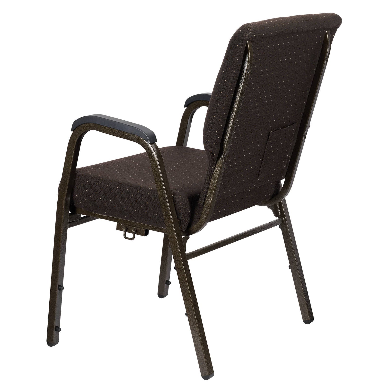 Chivari Walnut Church Chair with White Dot Fabric w/ Dual Arms with Cut Away Back 20.5