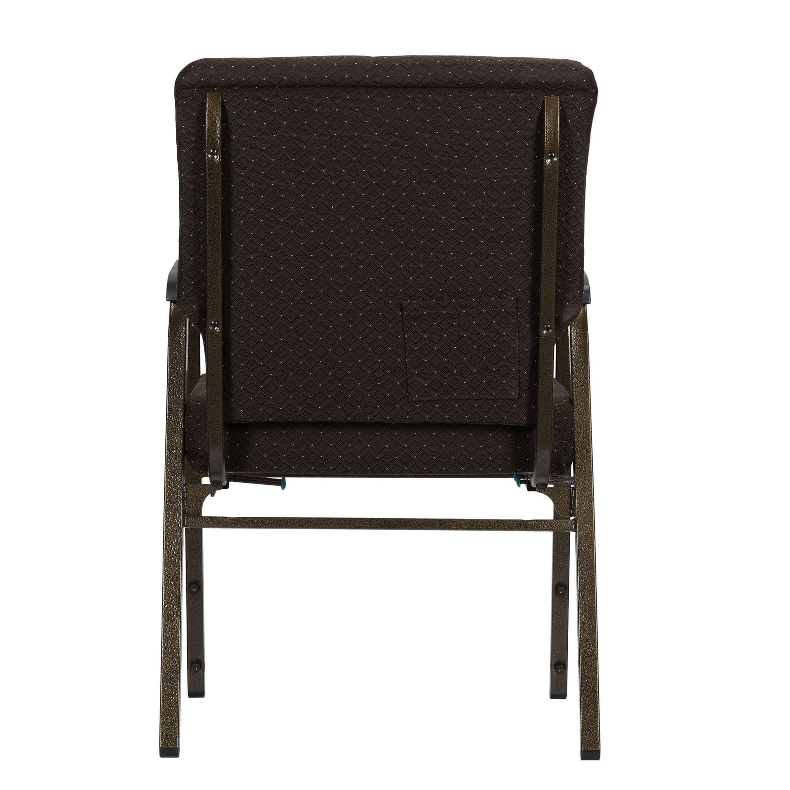 Chivari Walnut Church Chair with White Dot Fabric w/ Dual Arms with Cut Away Back 20.5