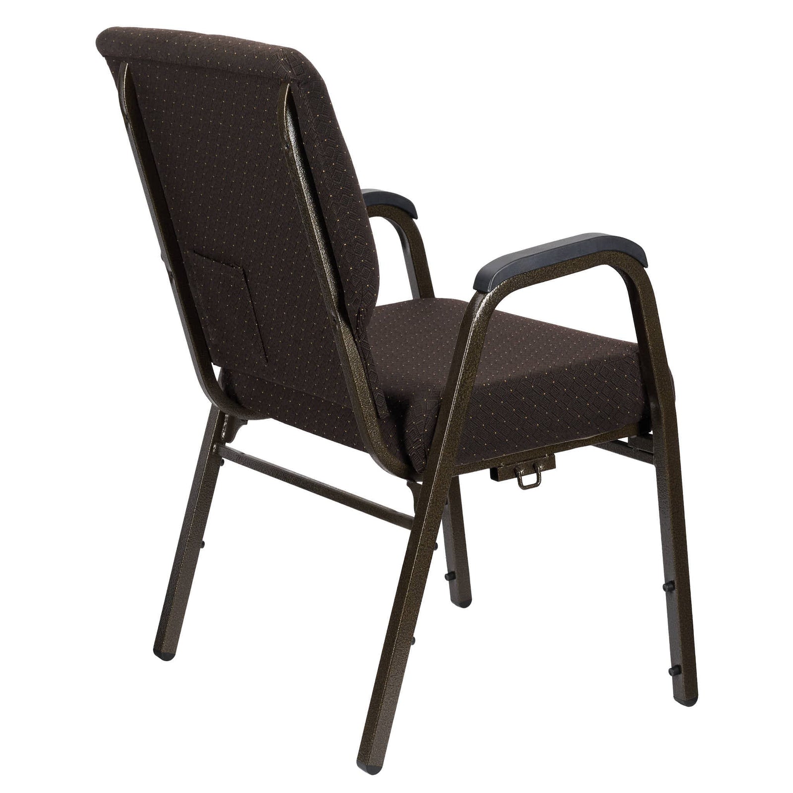 Chivari Walnut Church Chair with White Dot Fabric w/ Dual Arms with Cut Away Back 20.5