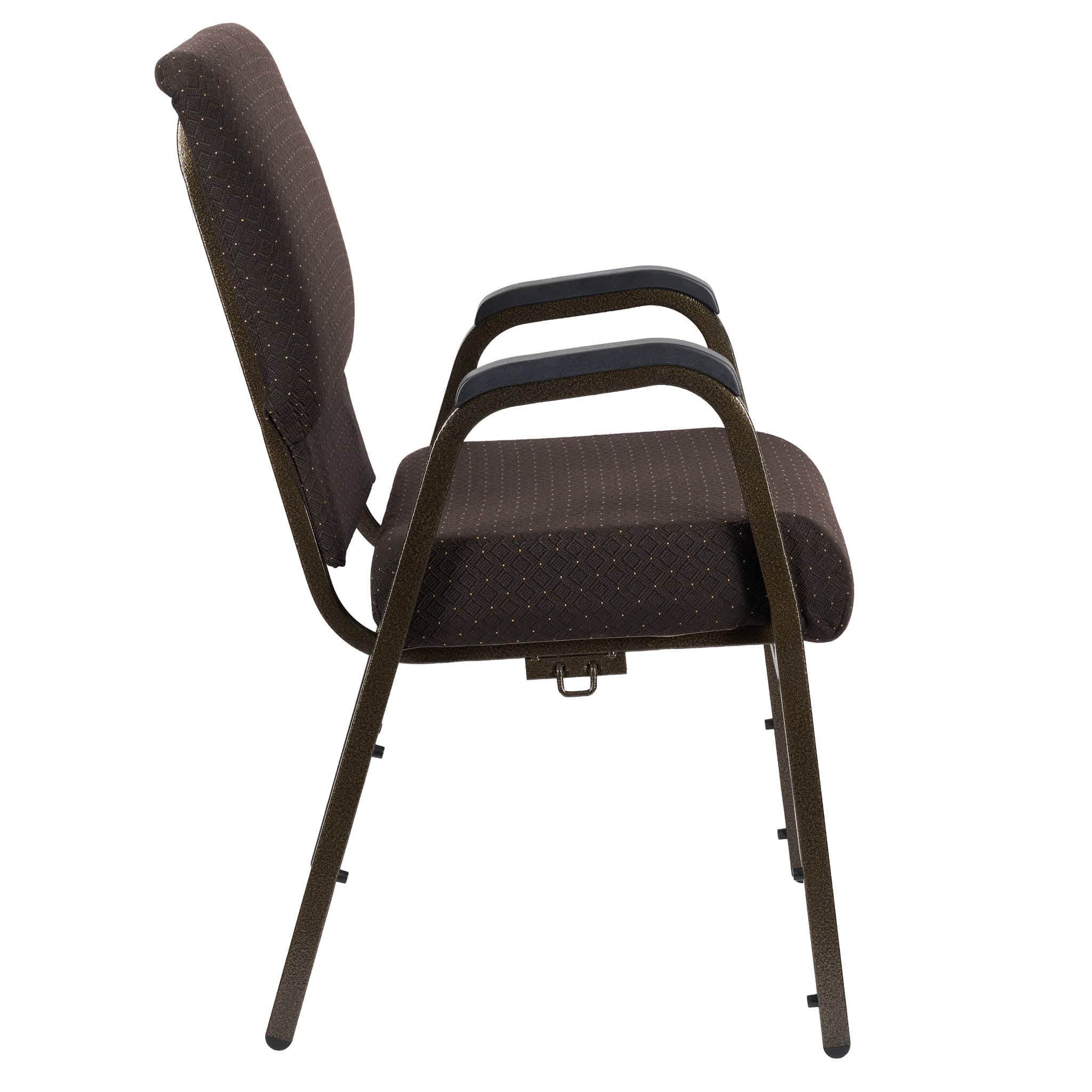 Chivari Walnut Church Chair with White Dot Fabric w/ Dual Arms with Cut Away Back 20.5" on Gold Vein Frame CH20WDGV-D-ZF-T