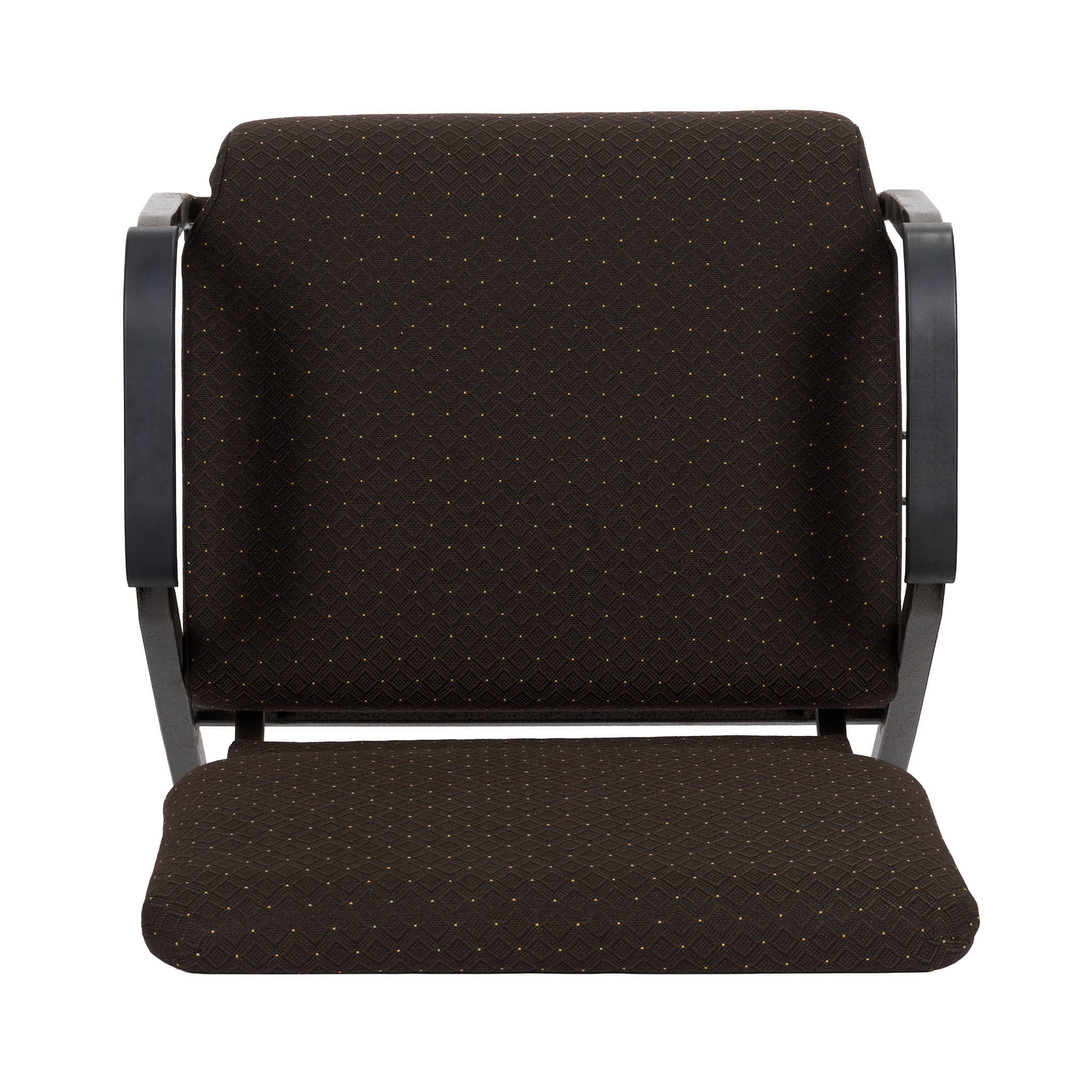 Chivari Walnut Church Chair with White Dot Fabric w/ Dual Arms with Cut Away Back 20.5" on Gold Vein Frame CH20WDGV-D-ZF-T