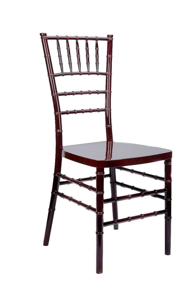 Chivari 100 Person Luxury Event Package:  Includes 100 Mahogany Resin Steel Skeleton™ Chiavari Chairs Plus 10 Round 72