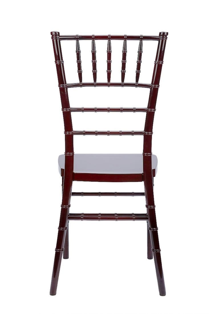 Chivari 100 Person Luxury Event Package:  Includes 100 Mahogany Resin Steel Skeleton™ Chiavari Chairs Plus 10 Round 72" Heavy Duty Banquet Folding Tables Plus a Banquet Table Cart PACK100CCRMSTEEL1072RD-T