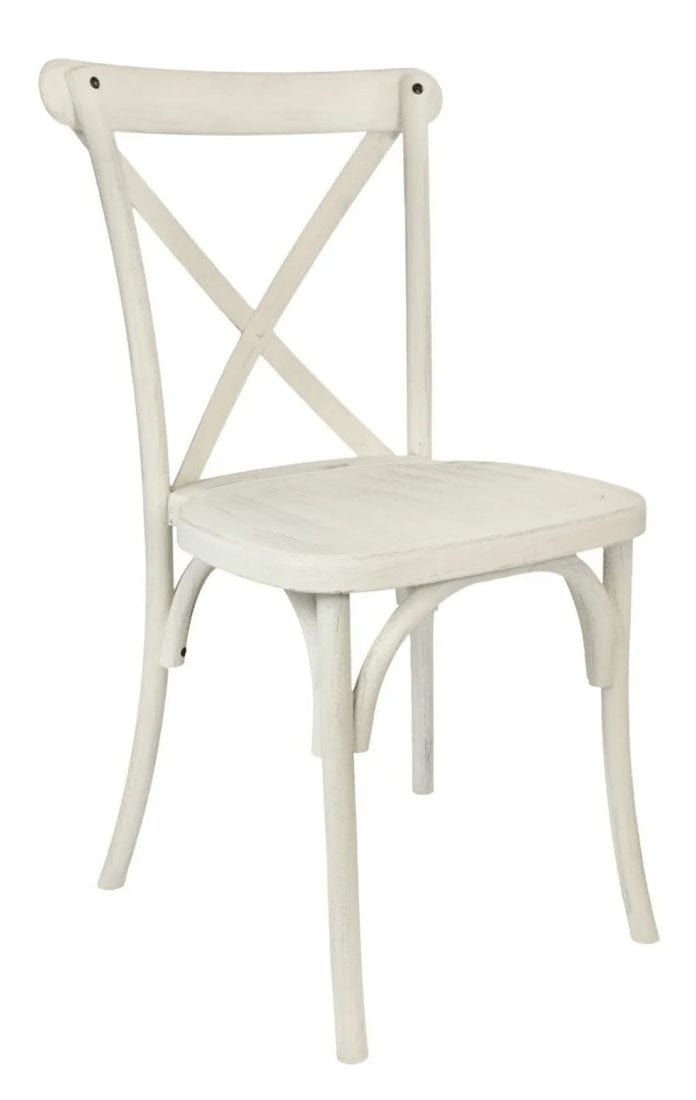 Chivari White Distressed X-Leg Farm Table Dining Set with 10 Chairs TFARM-WHITEDIS-X-LEG-KIT-CXR-AX