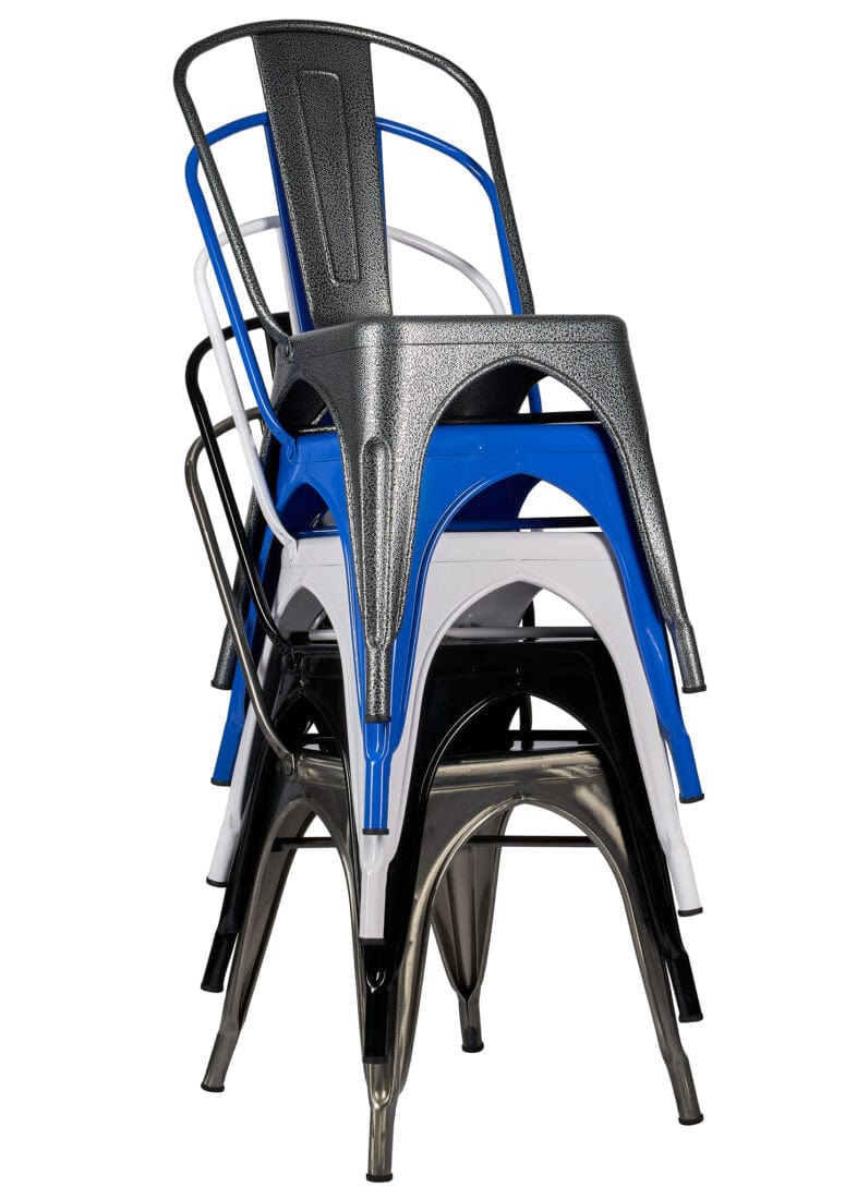 Chivari Black Semi-Gloss Tolix Style Metal Chair CTMBM-AX-T