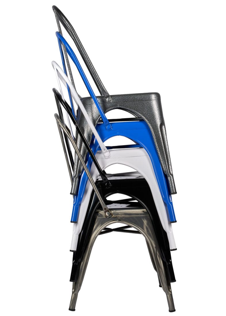 Chivari Blue Hi Gloss Tolix Style Metal Chair CTMBLU-AX-T