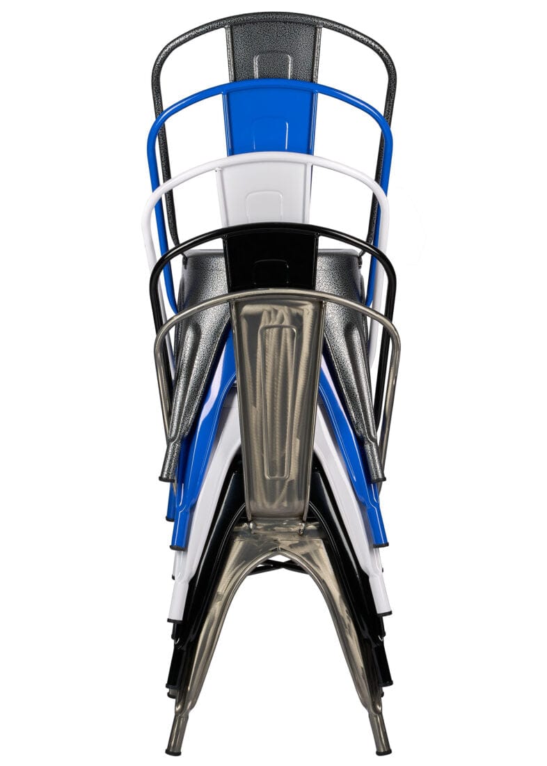 Chivari Blue Hi Gloss Tolix Style Metal Chair CTMBLU-AX-T