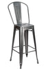 Chivari Hammered Gray Tolix Style Metal Barstool with Back BTBMCH-AX-T