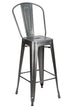 Chivari Hammered Gray Tolix Style Metal Barstool with Back BTBMCH-AX-T
