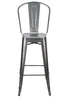 Chivari Hammered Gray Tolix Style Metal Barstool with Back BTBMCH-AX-T