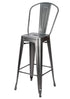 Chivari Hammered Gray Tolix Style Metal Barstool with Back BTBMCH-AX-T