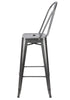 Chivari Hammered Gray Tolix Style Metal Barstool with Back BTBMCH-AX-T