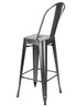 Chivari Hammered Gray Tolix Style Metal Barstool with Back BTBMCH-AX-T