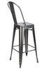 Chivari Hammered Gray Tolix Style Metal Barstool with Back BTBMCH-AX-T