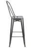 Chivari Hammered Gray Tolix Style Metal Barstool with Back BTBMCH-AX-T
