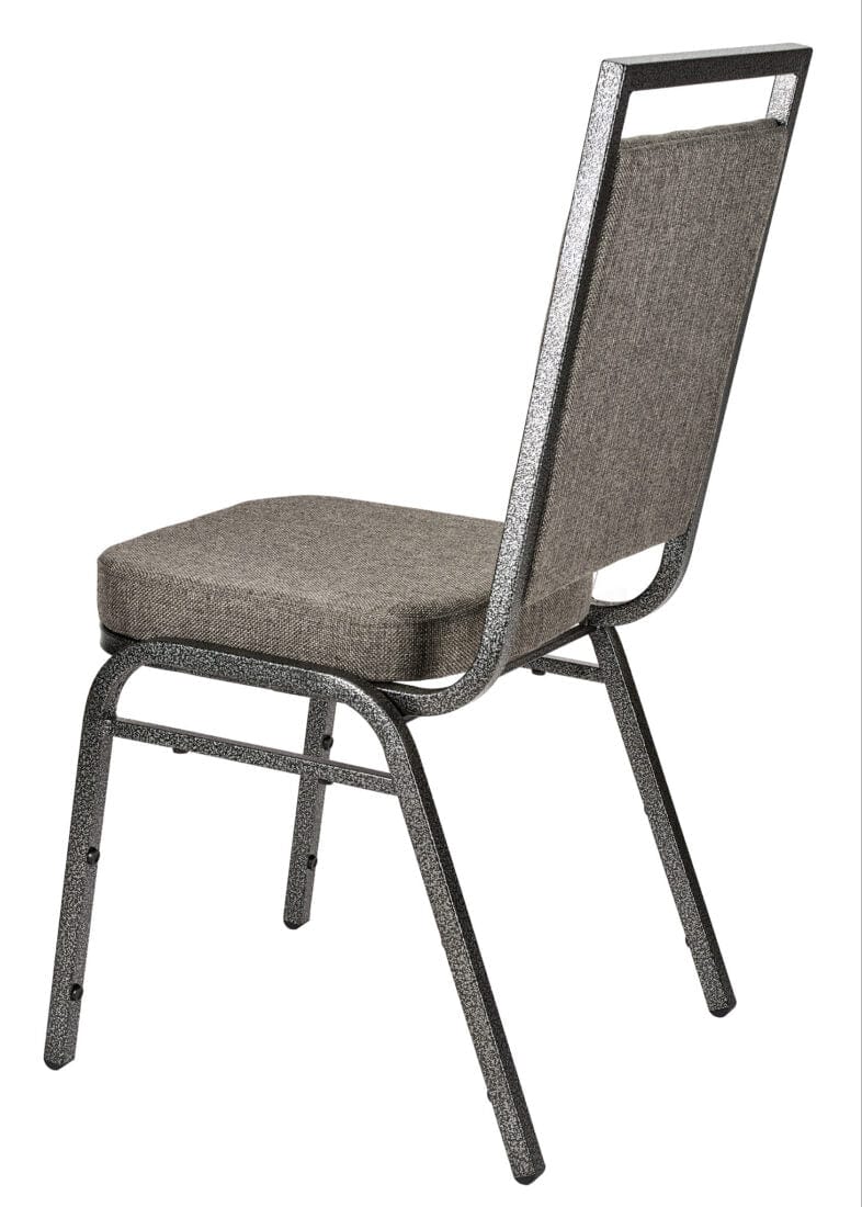 Chivari Charcoal Grey Fabric on Silver Vein Frame Square Back Banquet Chair CQSFG-ZF-T