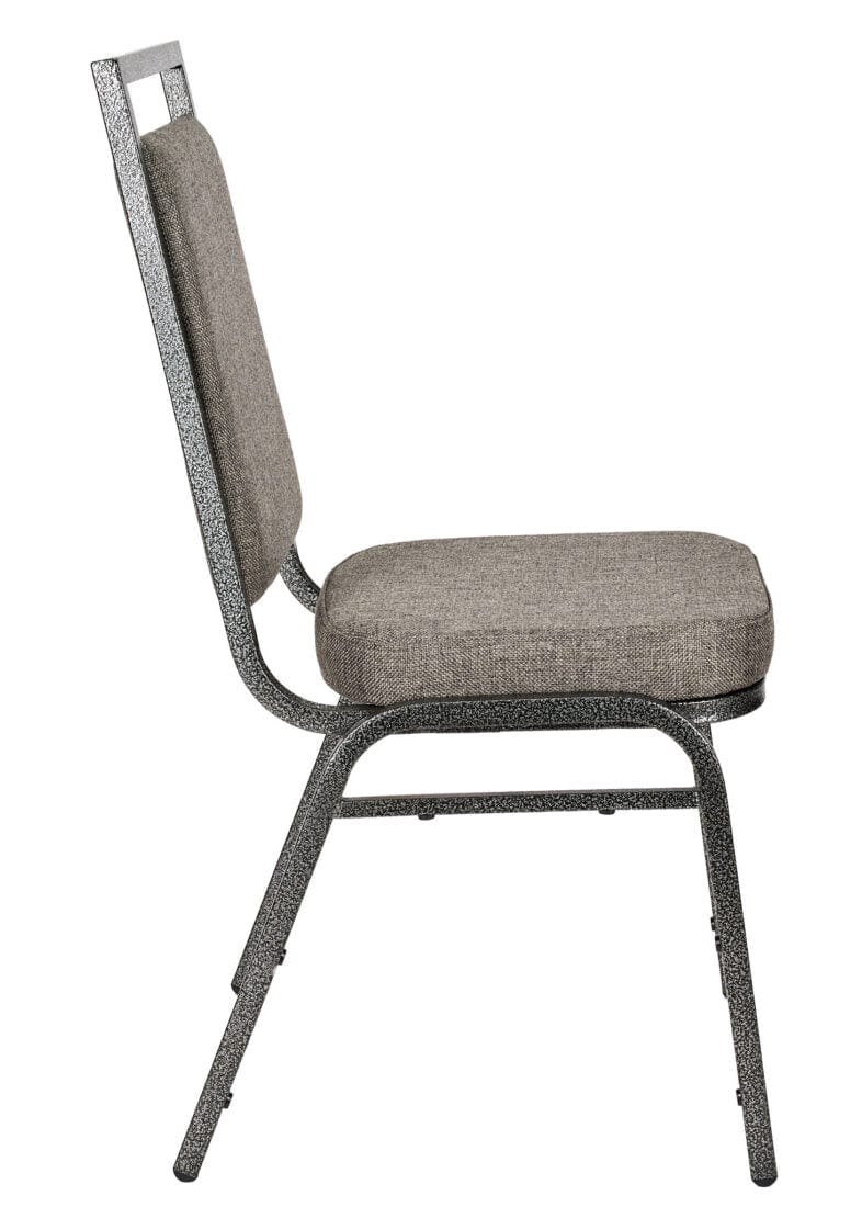 Chivari Charcoal Grey Fabric on Silver Vein Frame Square Back Banquet Chair CQSFG-ZF-T