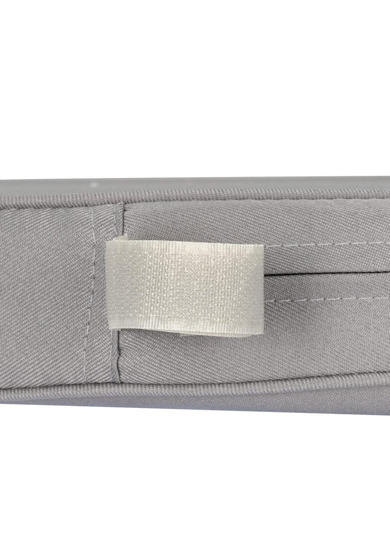 Chivari Charcoal Grey Fabric 2” Thick Cross Back Cushion CUSHXSTRAP-GRY-AX-T