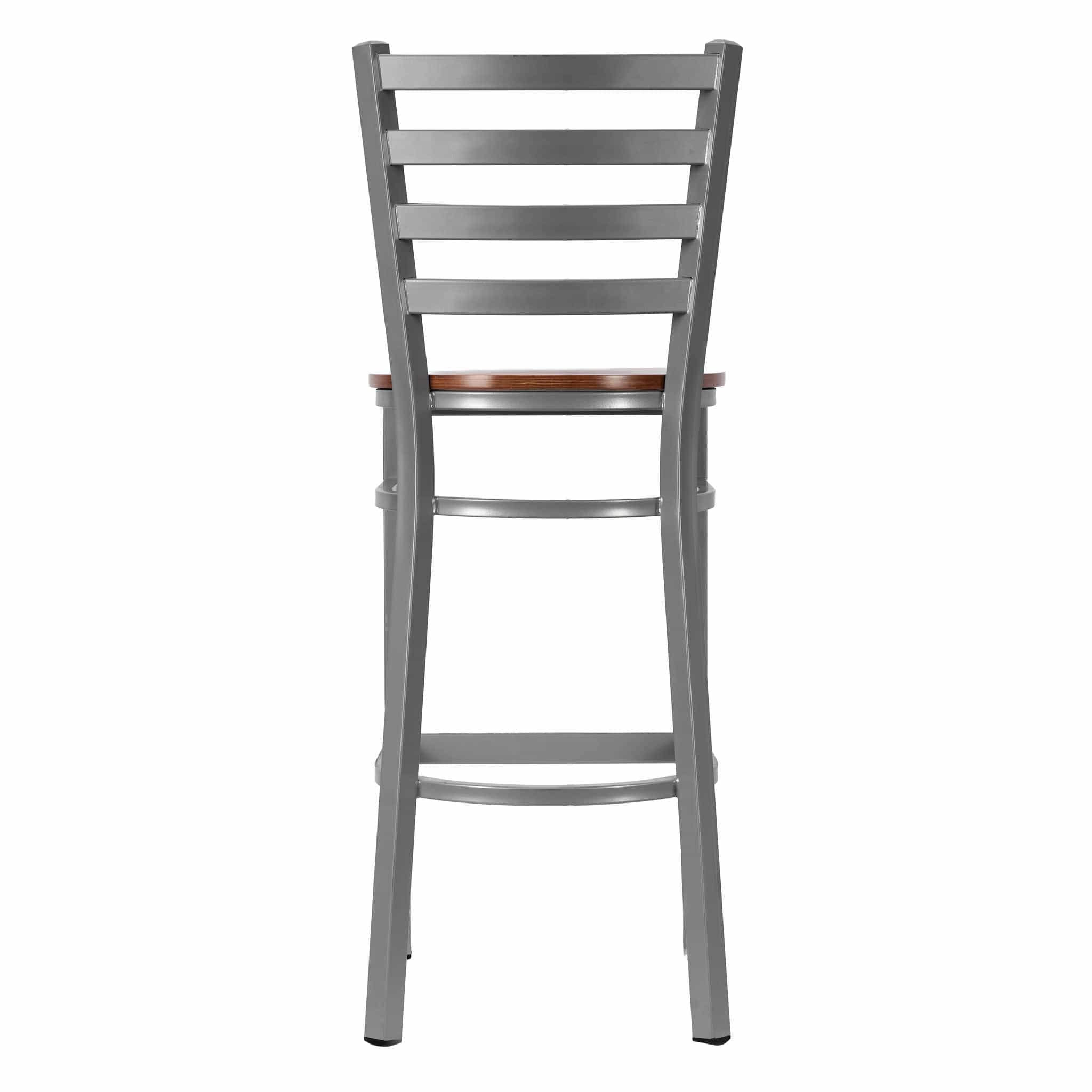 Chivari Ladder Back Bar Stool with Silver Frame and Cherry Wood Seat BLMSWCW-ZF-KT